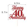 Kaoenla Happy 40th Anniversary Cake Toppers - Red Glitter 40th for Wedding/Company/Birthday Party Decor view 2