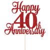 Kaoenla Happy 40th Anniversary Cake Toppers - Red Glitter 40th for Wedding/Company/Birthday Party Decor view 4