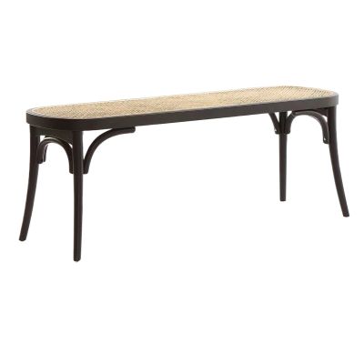 ASWAD Ottoman Couch Bench Rattan Chair Bench Solid Wood Dining Chair Home Leisure Natural Rattan Bedside Stool Shoe Bench Modern Ottoman Bench (Color : Black, Size : 120 * 36 * 45cm)