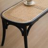 ASWAD Ottoman Couch Bench Rattan Chair Bench Solid Wood Dining Chair Home Leisure Natural Rattan Bedside Stool Shoe Bench Modern Ottoman Bench (Color : Black, Size : 120 * 36 * 45cm) view 4