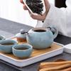 Amosfun Ceramic Teapot Small Porcelain Ice Crack Kettle Chinese Kungfu Tea Pot 3.07 Inch Handcrafted Crackle Glaze Teaware for Loose Leaf Tea Brewing view 3