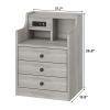 Tiptiper Nightstand Set 2, Grey Night Stands with Hutch and Charging Station, Nightstand with 3 Drawers for Bedrooms Set of 2, Modern Bedside Table End Side Table view 2