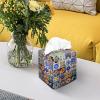 Tissue Box Cover Square Velvet Decorative Tissue Box Holder Cute Funny Cube Tissue Case Cover-Mexican Talavera Tiles Tissue Box Cover view 4