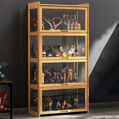 MAAOBR Display Cabinet, Acrylic Display Case, Flip Door Cabinet, Display Shelf Curio Cabinet, Dustproof Showcase for Collectible Pop Figures and Toys, Easy to Clean (Color : B-4layer, Size : 70cm)