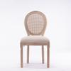 Rhomtree Farmhouse Dining Chairs, Retro Upholstered Antique Painting Linen Kitchen Chairs, Armless Rattan Dining Room Chairs, Accent Chair with Round Back/Natural Wood Frame(Cream Set of 6) view 4
