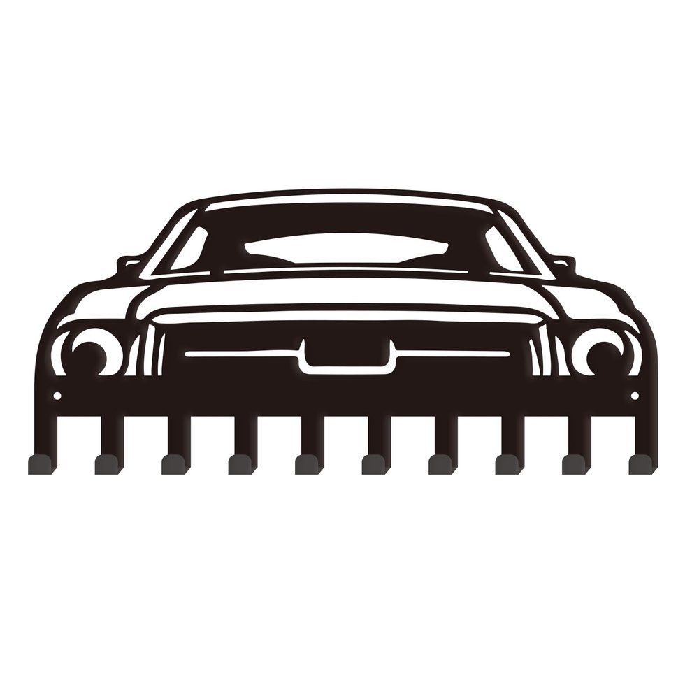 SUPERDANT Car Metal Key Hook Vintage Car Decorative 10 Hooks Black Key Holder Organizer Wall Hanging Hooks Personalized Hanger Dog Leash Hanger for Home Kitchen Entryway Man Cave Wall Front Door