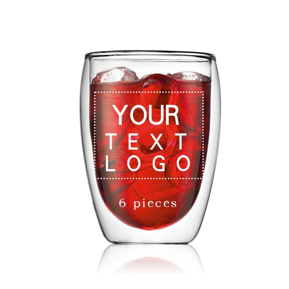 acey High borosilicate glass cups, coffee cups, milk beverage cups, double glass, customized logo, text, personalized lettering, creative gifts, company reception cups 6pcs