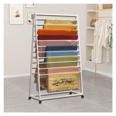 Crafts Ribbon Holder Organizer Rack Vertical Scarf Display Rack, White Large Capacity Storage Holder for Ties/Neckerchief/Pants/Belts, Home Clothing Store Metal Stand ( Color : White , Size : 80X40X16