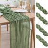 Asee'm 4pcs Cheesecloth Table Runner 120 Inches Sage Green Boho Gauze Cheese Cloth Runner 10FT Rustic Sheer Table Runners for Summer Wedding Baby Shower Holiday Party Decoration view 1