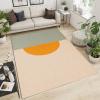 Nordic Boho Yellow Sun Geometric Area Rugs, Yellow Sea Sunrise Sun Easy Clean Rug, Soft Non-Skid Carpet Throw Rug for Kids Teen Girls Boys Bedroom, Living Room Bathroom Classroom Office 6.6ftx5.3ft view 2