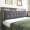 Rucener Rectangular Headboard Reading Body Pillow Large Cushion Removable Headboard Backrest Reading Pillow Headboard Gift for Mom Polyester Linen Grey King view 1