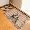 Easter Rabbit Bathroom Runner Rug Bathmat Soft Bath Shower Bathtub Kitchen Door Mat,Washable Floor Doormat Area Carpet for Bedroom Laundry Room Hallway,Easter Buffalo Plaid Check Orange Flower 18"x30" view 2