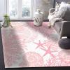 4x6 Area Rugs Coastal Shell Starfish Coral Rugs for Kids Bedroom, Pink Ocean Office Rug Low Pile are Not Stumbling Foot for Living Room End Table Nursery view 4