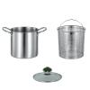 FAIRE 1 Set Deep Fryer Pot Japanese Tempura, Stainless Steel Deep Fryer with Basket, Steamer Cooker with Basket and Lid for Kitchen French Fries Chicken view 1