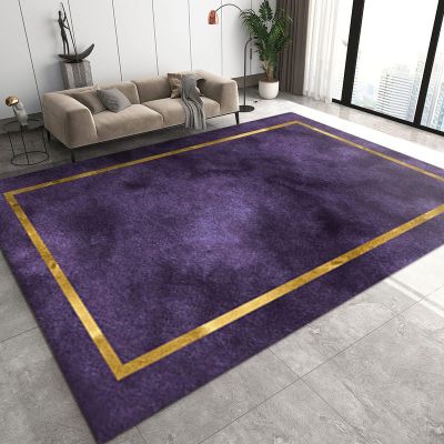 2x3 Area Rugs Purple Gold Border Small Entryway Mats, Modern Light Luxury Abstract Geometry Laundry Room Rug Non Slip Rugged Throw Rugs for Front Door Bedroom Bedside