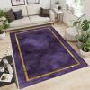 2x3 Area Rugs Purple Gold Border Small Entryway Mats, Modern Light Luxury Abstract Geometry Laundry Room Rug Non Slip Rugged Throw Rugs for Front Door Bedroom Bedside view 2