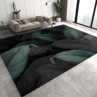 2x3 Area Rugs Retro Green Leaves Small Entryway Mats, Mysterious Black Background Laundry Room Rug Non Slip Rugged Throw Rugs for Front Door Bedroom Bedside