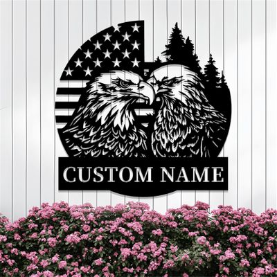 Bald Eagle Metal Signs Customized,Personalized Metal Signs For Outdoors,Custom Name Signs,Ideal Home Decor Gifts For Family, Parents, Grandparents, Couples, In-Laws, Friends And New House Celebrations