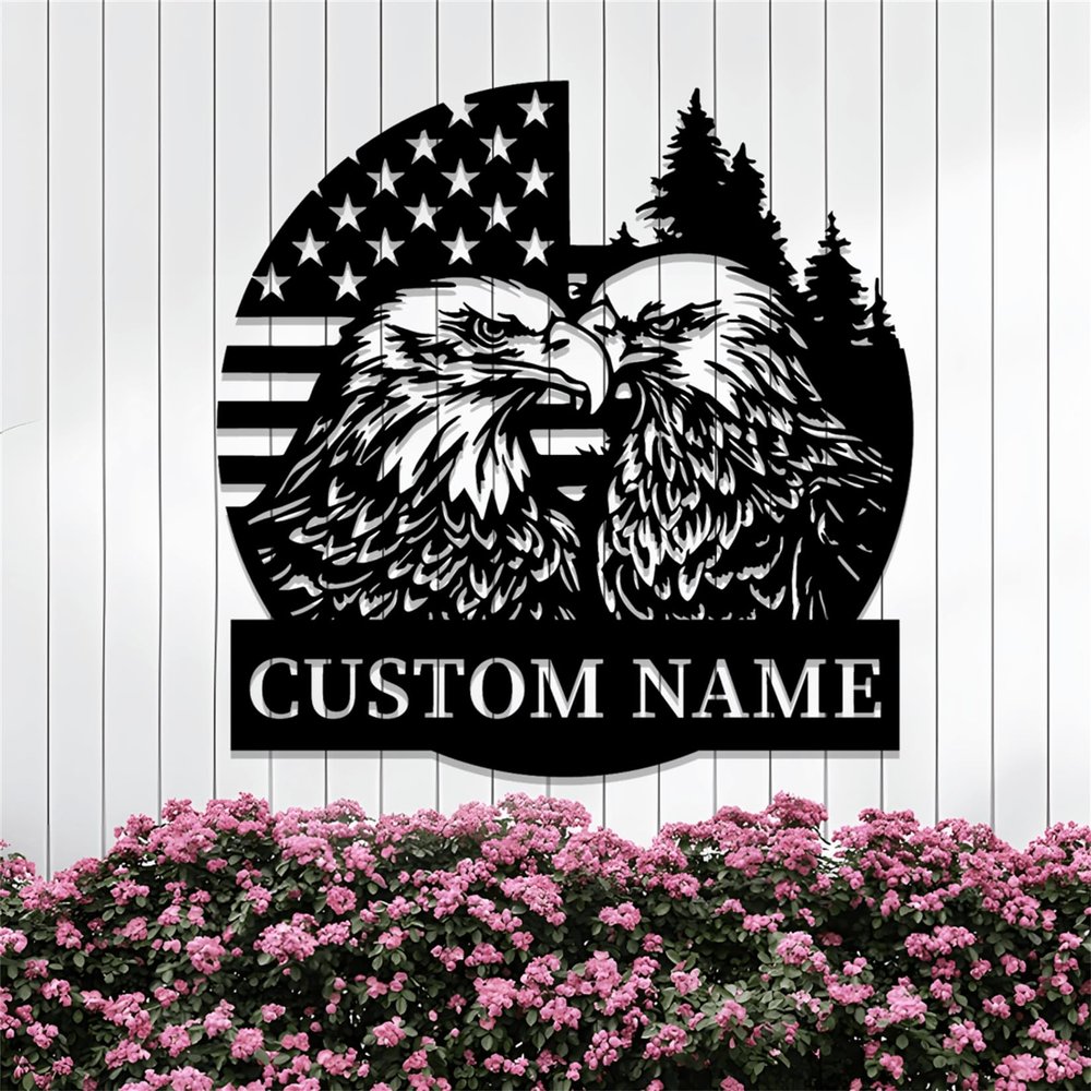 Bald Eagle Metal Signs Customized,Personalized Metal Signs For Outdoors,Custom Name Signs,Ideal Home Decor Gifts For Family, Parents, Grandparents, Couples, In-Laws, Friends And New House Celebrations