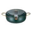 FAIRE Deep Fryer Pot, 304 Stainless Steel with Temperature Control and Lid Japanese Style Tempura oil fryer, Uncoated Fryer (Color : Green, Size : 21cm/8.2in) view 1