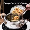 FAIRE Deep Fryer Pot, 304 Stainless Steel with Temperature Control and Lid Japanese Style Tempura oil fryer, Uncoated Fryer (Color : Green, Size : 21cm/8.2in) view 3