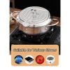 FAIRE Deep Fryer Pot, 304 Stainless Steel with Temperature Control and Lid Japanese Style Tempura oil fryer, Uncoated Fryer (Color : Green, Size : 21cm/8.2in) view 4