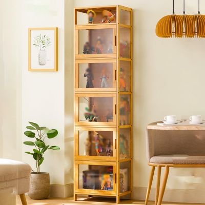 Display cases for collectibles, Curio Cabinets With Glass Doors Glass Display Cabinet, Natural Bamboo Frame, Storage Cabinets And Bookcase for Playroom, Sealed Dust Proof ( Color : A , Size : 170*43*3