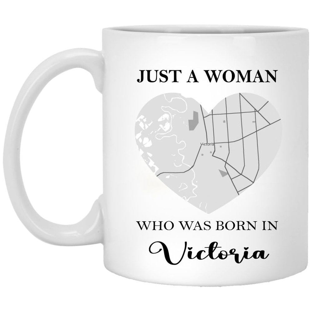 2024 Valentine Victoria Texas Mug With Map City - Just A Woman Who Was Born In Victoria Mug - Valentine's Gift Ideas For Wife, Girlfriend, Mom Mug 11oz White