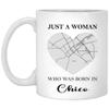 2024 Valentine Chico California Mug With Map City - Just A Woman Who Was Born In Chico Mug - Valentine's Gift Ideas For Wife, Girlfriend, Mom Mug 11oz White view 1