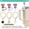 3 +3) 3PCS Nuozme Straw Cover 10mm For Stanley Tumbler Cup Reusable Straw Cap Topper with 3 Initial Letter Charms Accessories Name ID Personalized Handle Charm For Stanley 30&40 Oz Cup Tumbler view 2