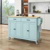 NOLLAM Modern Kitchen Island Cart, Rolling Mobile Kitchen Island with 4 Door Cabinet and 2 Drawers, Portable Island for Kitchen with Adjustable Shelves, Kitchen Cabinet for Dining Room, Mint Green view 1