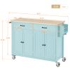 NOLLAM Modern Kitchen Island Cart, Rolling Mobile Kitchen Island with 4 Door Cabinet and 2 Drawers, Portable Island for Kitchen with Adjustable Shelves, Kitchen Cabinet for Dining Room, Mint Green view 3