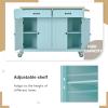 NOLLAM Modern Kitchen Island Cart, Rolling Mobile Kitchen Island with 4 Door Cabinet and 2 Drawers, Portable Island for Kitchen with Adjustable Shelves, Kitchen Cabinet for Dining Room, Mint Green view 4