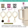 3 +3) 3PCS Nuozme Straw Cover 10mm For Stanley Tumbler Cup Reusable Straw Cap Topper with 3 Initial Letter Charms Accessories Name ID Personalized Handle Charm For Stanley 30&40 Oz Cup Tumbler view 2
