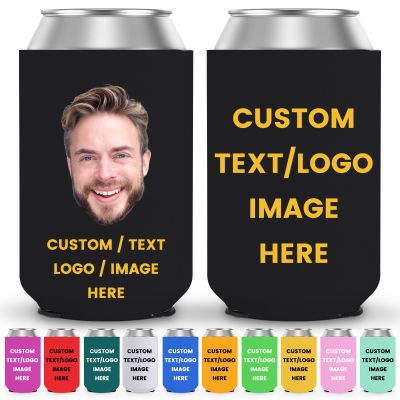 30 Pack Custom Face Can Cooler with Picture Text, Personalized Bulk Insulated Neoprene Bottle Sleeves for Wedding, Graduation, Bachelor Party Favors, Birthday Gifts for Men Women