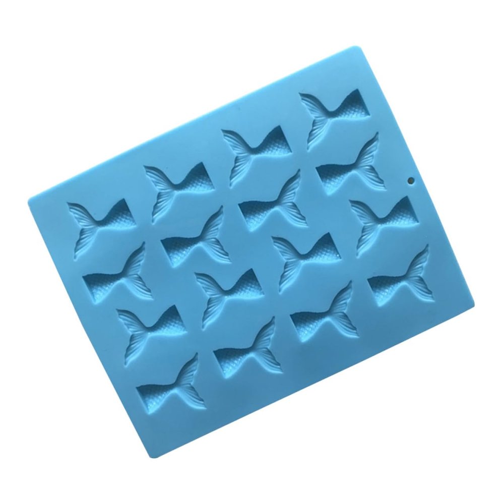 Ciieeo 2pcs Fish Tail Silicone Mold for Fondant Cake Decorating Blue Food-grade Eco-friendly Baking Tool for Gummies Chocolates More