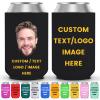 10 Pack Custom Face Can Cooler with Picture Text, Personalized Bulk Insulated Neoprene Bottle Sleeves for Wedding, Graduation, Bachelor Party Favors, Birthday Gifts for Men Women view 1