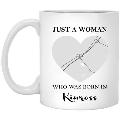 2024 Valentine Kinross Michigan Mug With Map City - Just A Woman Who Was Born In Kinross Mug - Valentine's Gift Ideas For Wife, Girlfriend, Mom Mug 11oz White