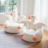 KOLEV Bean Bag Chair Covers Only Without Filling Big White Goose Shape Fuzzy White Bean Bag Cover Comfy Faux Rabbit Fur Fabric Fluffy Sofa Bed Cover for Kids Adults Teens Pet (Medium) view 2