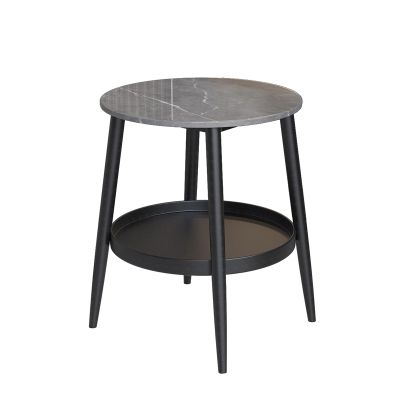 Mlaea Round Coffee Table, 2-Tier Storage Side Table with Tray, Stylish Small End Table for Bedroom Balcony Lounge, Casual Snack Table(Size:40 * 50CM,Color:A)