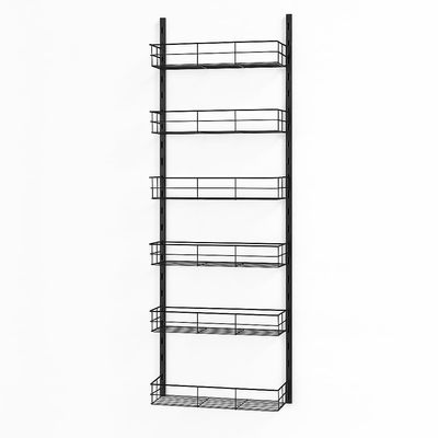 USTECH 6-Tier Heavy Duty Over The Door Pantry Organizer, Metal Hanging Storage Rack with Wired Tubing, Adjustable Shelves for Kitchen, Bathroom, Closet, Space-Saving Design, Black
