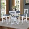 IC INTERNATIONAL CONCEPTS 36" Round Pedestal Gathering Height Table with 4 X-Back Counter Height Stools, White/Heather Gray view 2