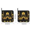 2 PCS Pot Holders Heat Resistant Potholder for Kitchen Mosque and Golden Dome Pattern Hot Pad Non Slip Potholders for Cooking Square Trivet with Hanging Loops 8"  8" view 2
