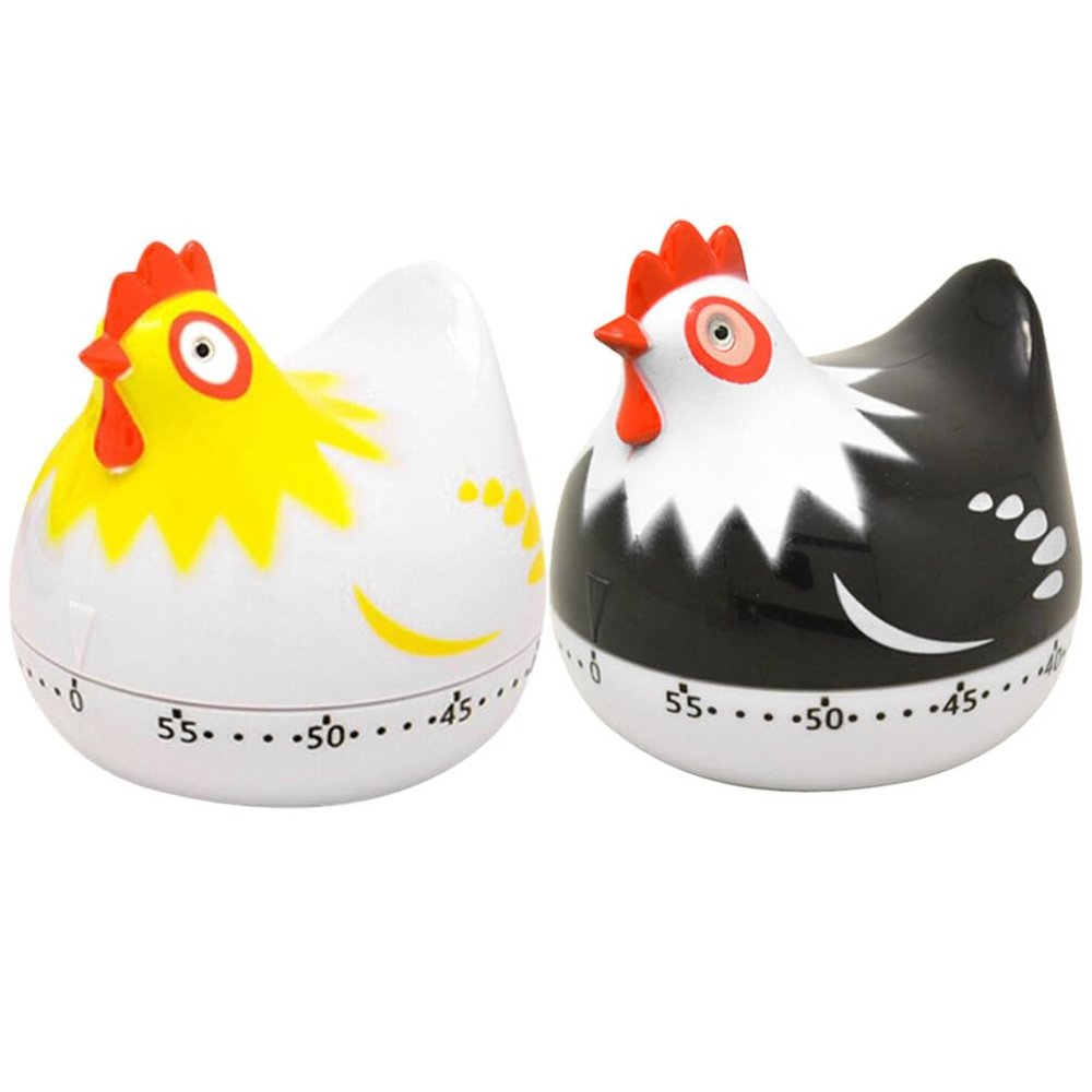 Reminder 2pcs Plastic Chicken Kitchen Timer Manual Countdown Timer for Cooking