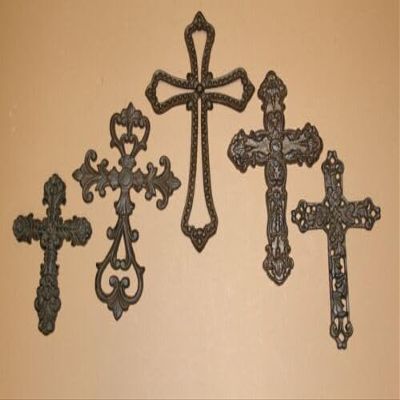 Vintage Cast Iron Wall Crosses Christmas, St. Augustine 5 -Dcor Cast Iron