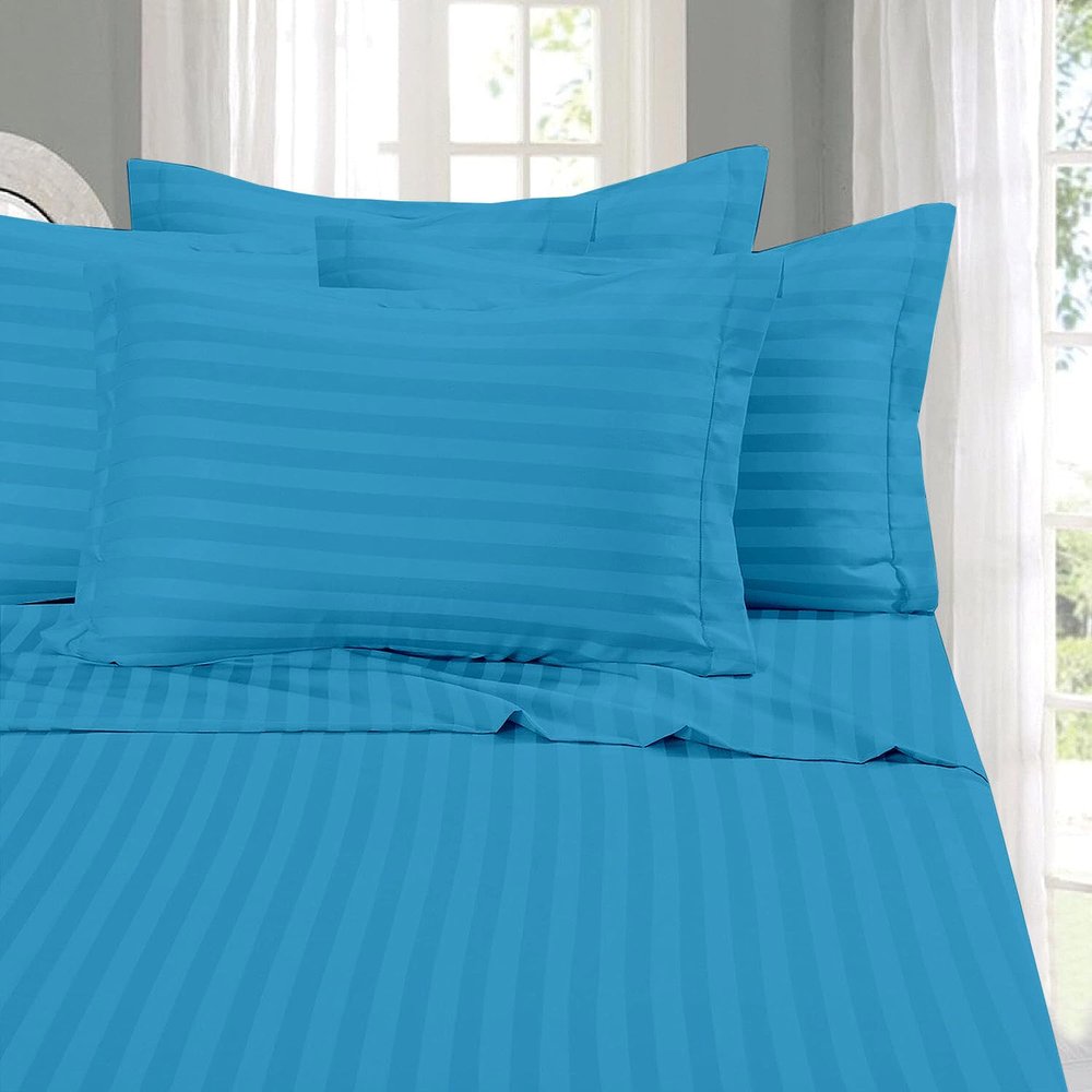 Premium Quality Alaskan King 120x132 Turquish Striped Duvet Cover Set Zipper Closure & Corner Ties Easy Fit,Breathable 800-TC Ultra Soft Pillow Sham 2pc 100% Soft Egyptian Cotton