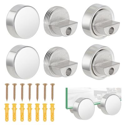 AHANDMAKER 8 Sets Alloy Mirror Mounting Clips Metal Round Glass Bracket Glass Clip Clamps Holder for 6.5mm Flat Glass for Glass Holder Metal Casting Window