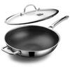 DOTCLAD Wok pan,Hybrid 12 inch Wok with Lid, PFOA Free Cookware,non stick Stainless Steel Woks & Stir-fry pans Nonstick, Dishwasher and Oven Safe, Works on Induction view 1