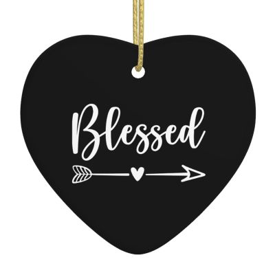 Blessed Christmas Ornament, Heart-Shaped Christmas Tree Ceramic Hanging Home Decor Xmas Gifts