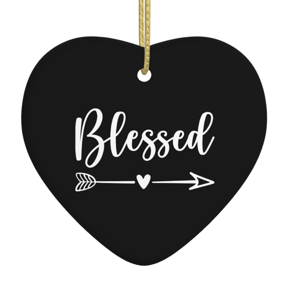 Blessed Christmas Ornament, Heart-Shaped Christmas Tree Ceramic Hanging Home Decor Xmas Gifts